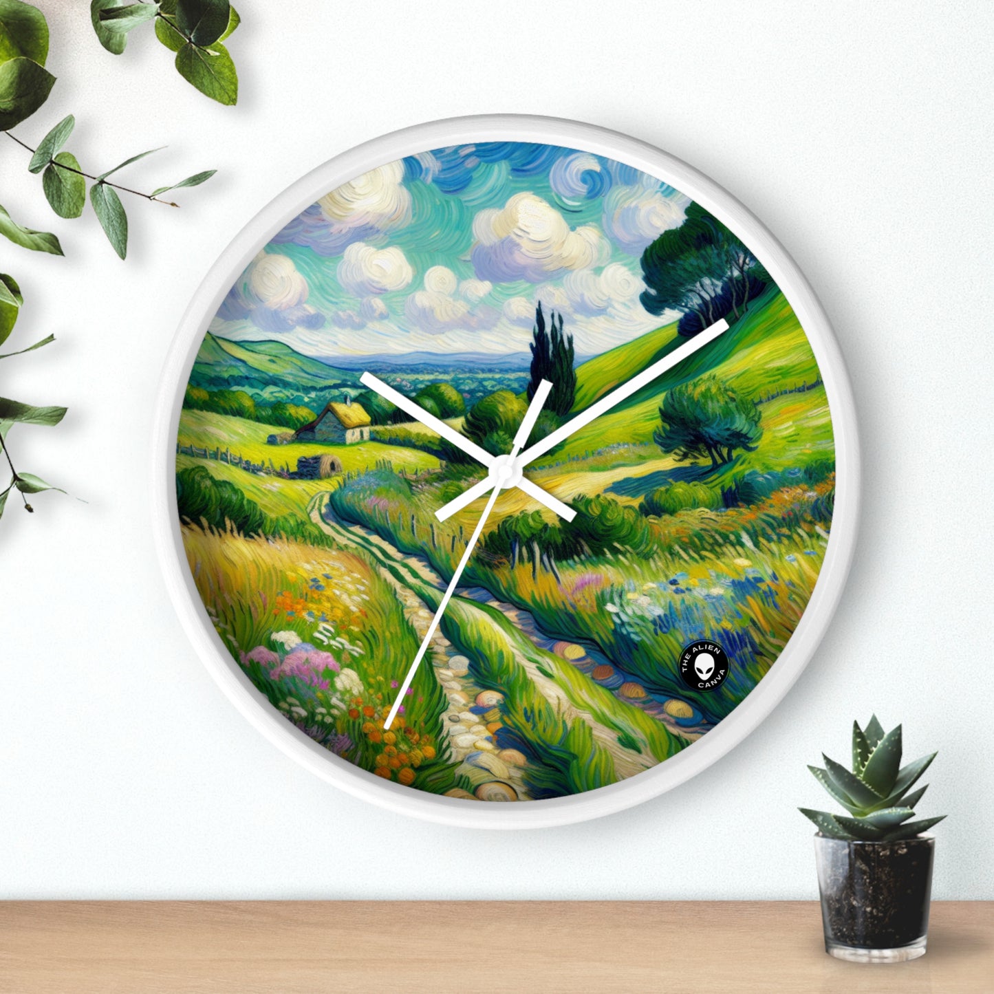 "Mystical Morning: A Post-Impressionist Journey into a Vibrant Dawn" - The Alien Wall Clock Post-Impressionism