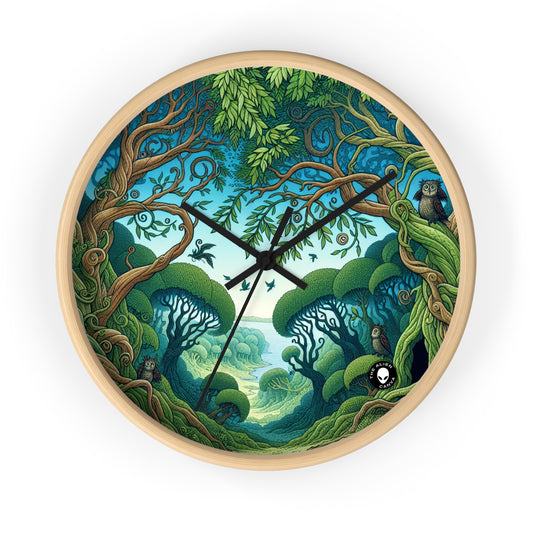 "Enchanted Woodland: Where Trees Dance and Creatures Roam" - The Alien Wall Clock