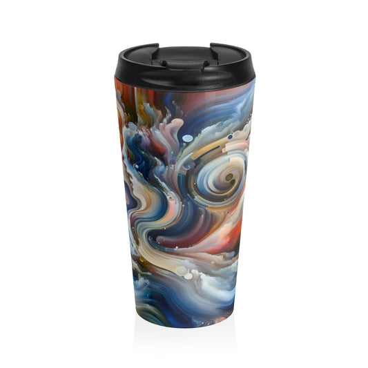 "Living Canvas: The Transcendence of Art and Humanity" - The Alien Stainless Steel Travel Mug Video Art