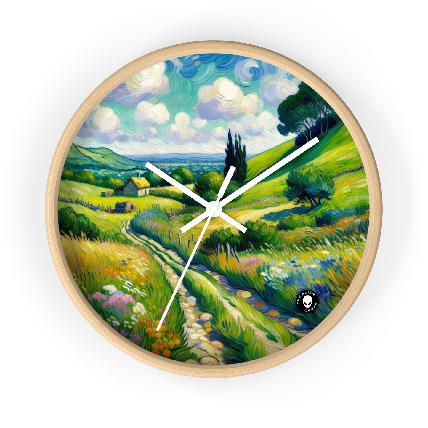 "Mystical Morning: A Post-Impressionist Journey into a Vibrant Dawn" - The Alien Wall Clock Post-Impressionism