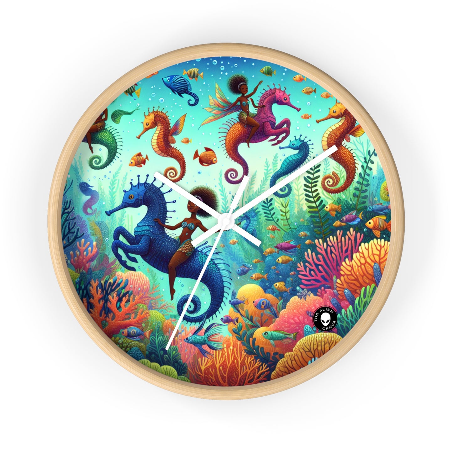 Enchanted Aquatic Realm: Mermaids and Seahorses - The Alien Wall Clock