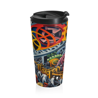 "Industrial Constructivism: Gears and Labor" - The Alien Stainless Steel Travel Mug Constructivism