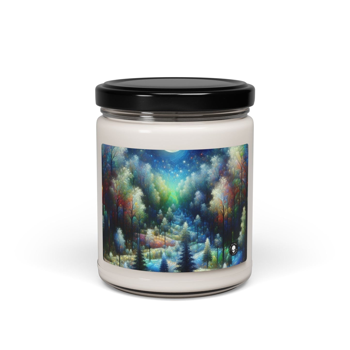 "Encantamiento iluminado por la luna: un bosque vibrante" - La vela de soja con aroma a extraterrestre, 9 oz