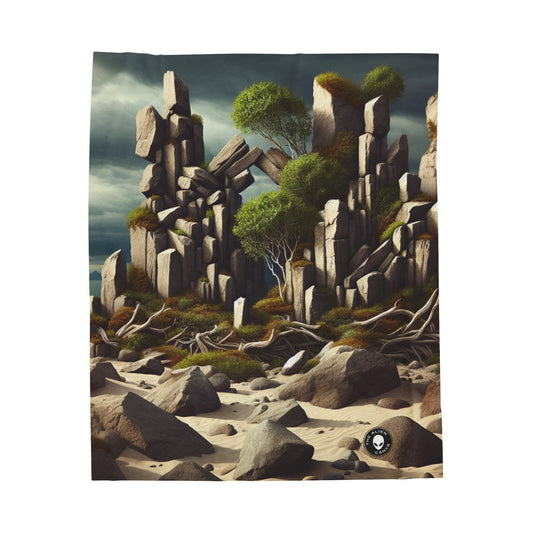 "Tapiz giratorio de la naturaleza: una impresionante instalación de arte terrestre que celebra la intrincada belleza de las telarañas" - The Alien Velveteen Plush Blanket Land Art