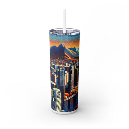 « Twilight Dotted Serenity » - The Alien Maars® Skinny Tumbler avec paille 20oz Pointillisme