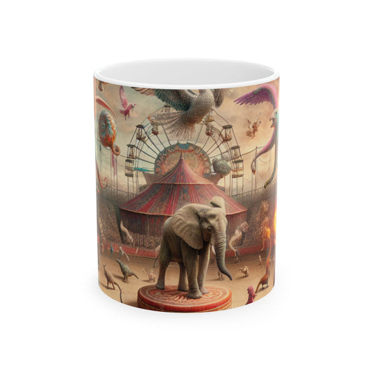 "Fantasy Circus: Where Animal Performers Entertain Mythical Attendees" - The Alien Ceramic Mug 11oz