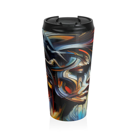 "Night Pulse: Expressions of Urban Chaos" - The Alien Stainless Steel Travel Mug Expressionism