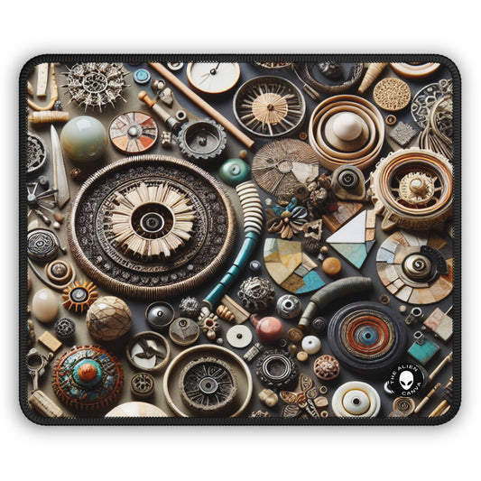 "Nature's Tapestry: Assemblage Art with Found Objects" - The Alien Gaming Mouse Pad Assemblage Art