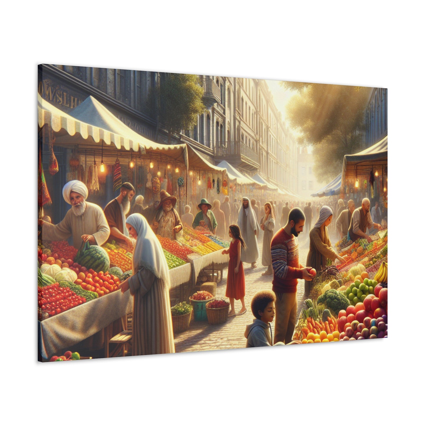 "Sunny Vibes at the Outdoor Market" - The Alien Canva Realism Style