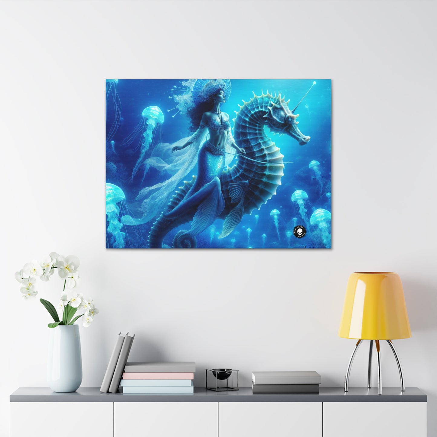 "Magia de sirena: viaje con el caballito de mar gigante" - The Alien Canva