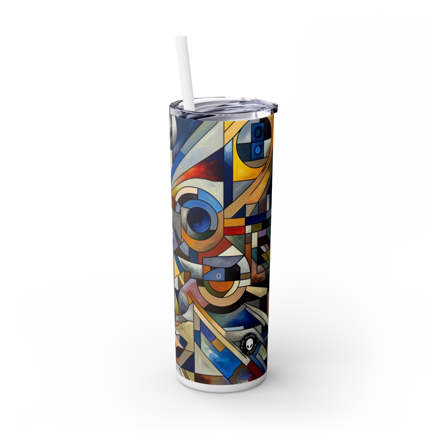 "Urban Fragmentation: An Analytical Cubist Cityscape" - The Alien Maars® Skinny Tumbler with Straw 20oz Analytical Cubism