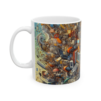 "Nightfall in the Neon City: A Hyper-Realistic Futuristic Metropolis" - The Alien Ceramic Mug 11oz Simulationism