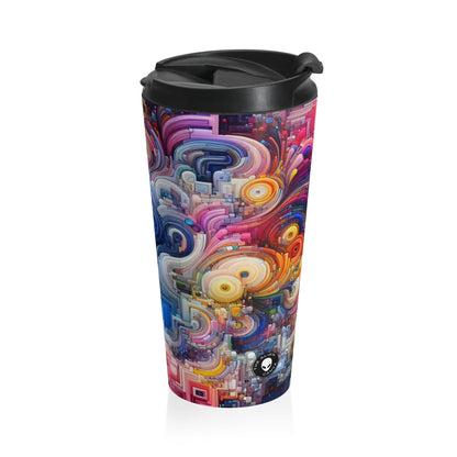 "Oceanic Harmonies: A Generative Art Exploration" - The Alien Stainless Steel Travel Mug Generative Art