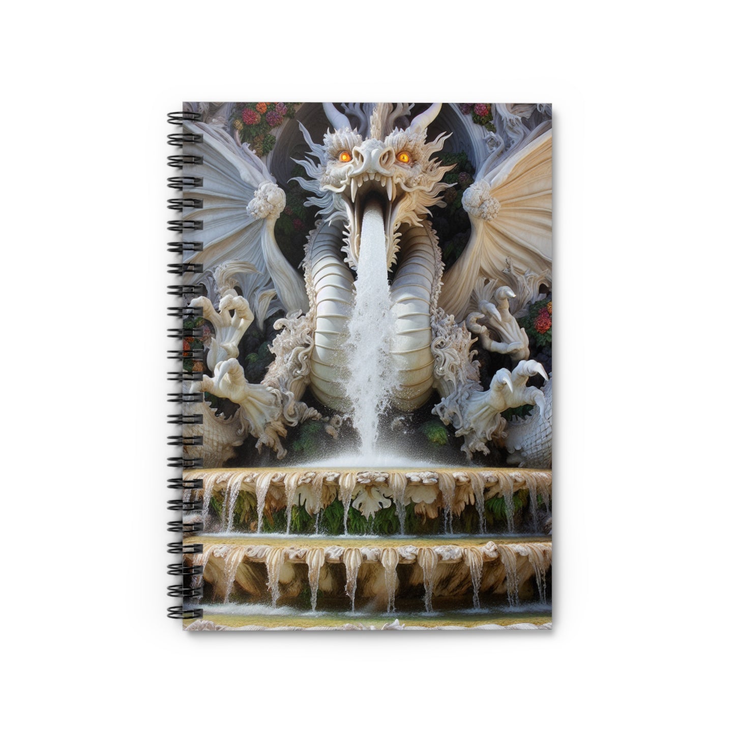 "Fiery Dragon Fountain: Heaven's Cascade" - The Alien Spiral Notebook (Ligne Lignée) Style Rococo