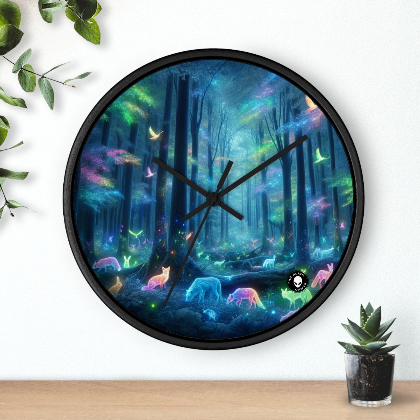 "Enchanted Rainbow Forest" - The Alien Wall Clock