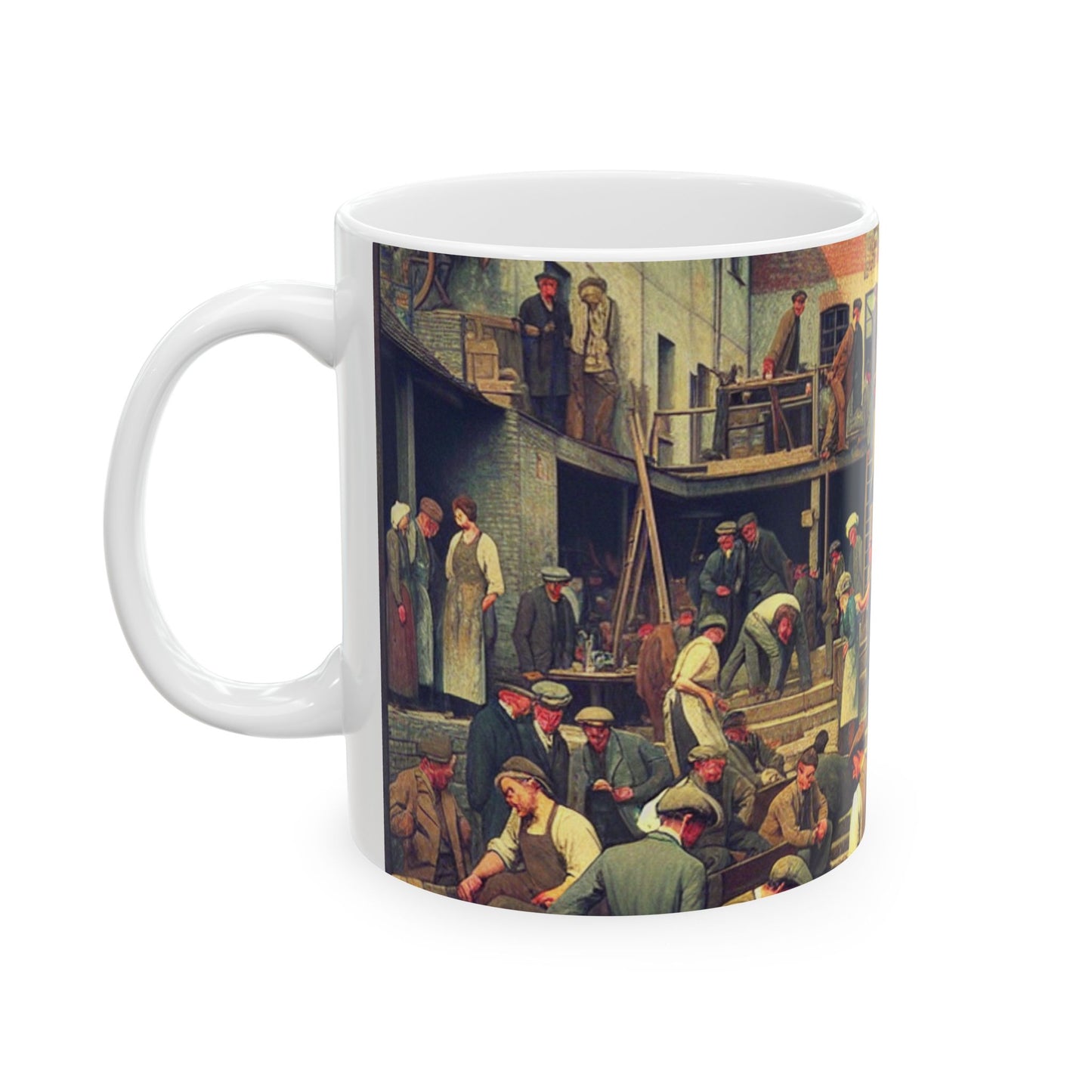 "Community Clean-Up: Restoring Urban Beauty Together" - The Alien Ceramic Mug 11oz Social Realism