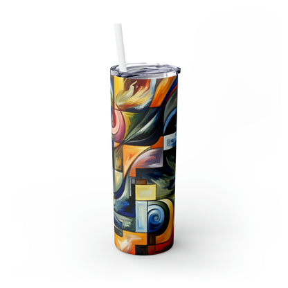 "A Tension of Shapes" - The Alien Maars® Skinny Tumbler with Straw 20oz Abstract Expressionism Style