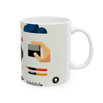 "Tranquil Geometry: Minimalist Landscape Art" - The Alien Ceramic Mug 11oz Minimalist Art