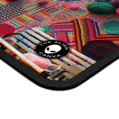 "Yarn of Joy: A Colorful Outdoor Mural" - The Alien Gaming Mouse Pad Yarn Bombing (Fiber Art)