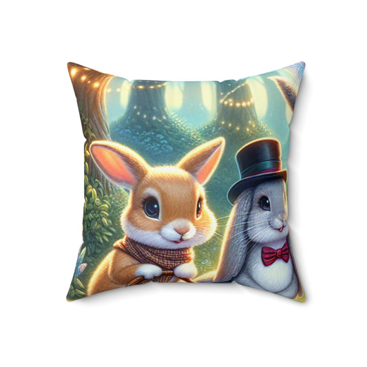 "Hats Off in the Enchanted Forest"- The Alien Spun Polyester Square Pillow