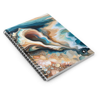 "A Beach View Through a Sea Shell" - The Alien Spiral Notebook (Ruled Line) Acrylic Pouring