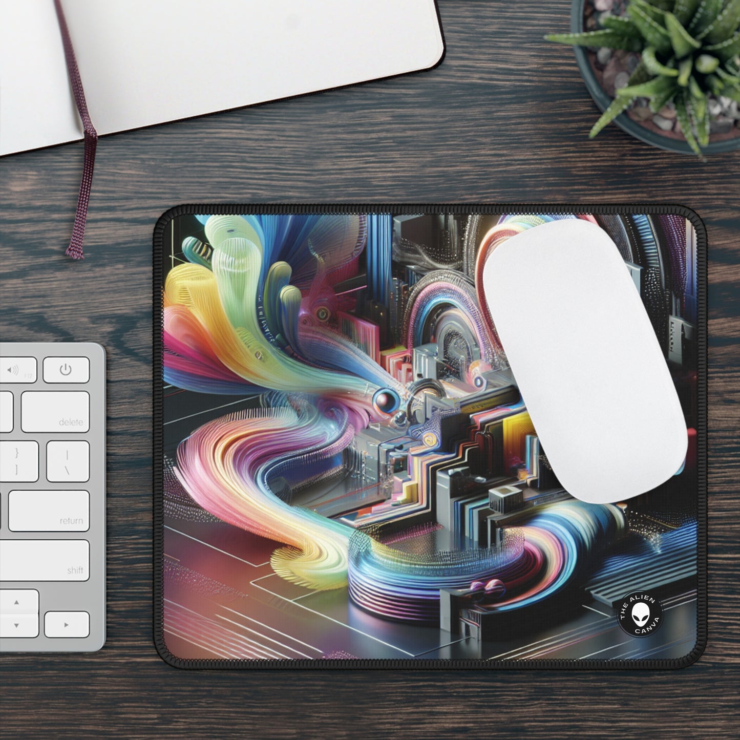 "Neon Nights: A Futuristic Urban Dream" - The Alien Gaming Mouse Pad Digital Art