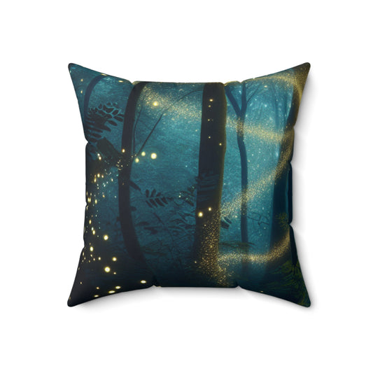 "Enchanted Forest: Firefly Dance"- The Alien Spun Polyester Square Pillow