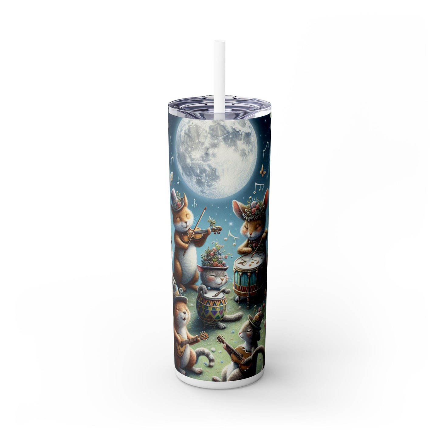 « Mélodies au clair de lune dans la forêt enchantée » - Le verre fin Alien Maars® avec paille 20 oz