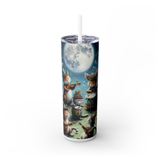 "Moonlit Melodies in the Enchanted Forest" - The Alien Maars® Skinny Tumbler with Straw 20oz