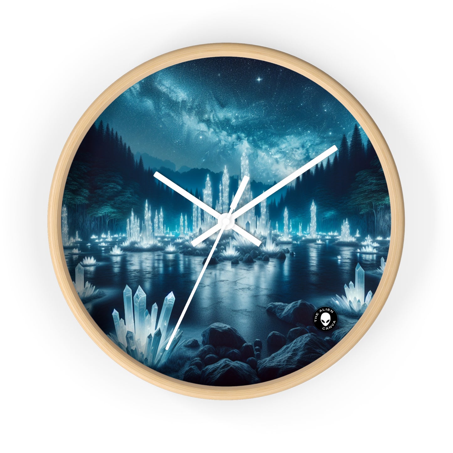 "Crystal Grove: Starlit Reflections" - The Alien Wall Clock