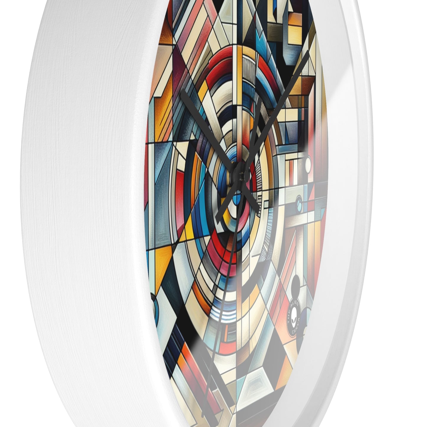 "City Lights: Geometric Nightfall" - The Alien Wall Clock Geometric Abstraction