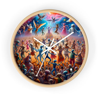 "Interstellar Rave: Embracing Cosmic Unity" - The Alien Wall Clock