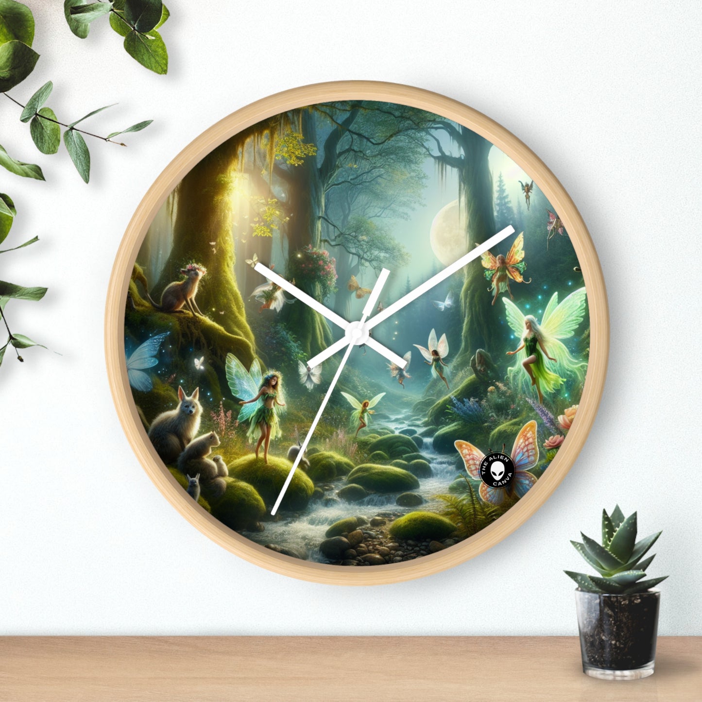 "Forêt enchantée au clair de lune" - L'horloge murale extraterrestre