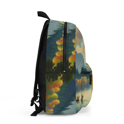 "Serenity in Dots: A Pointillism Sunset at the Beach" - The Alien Backpack Pointillism