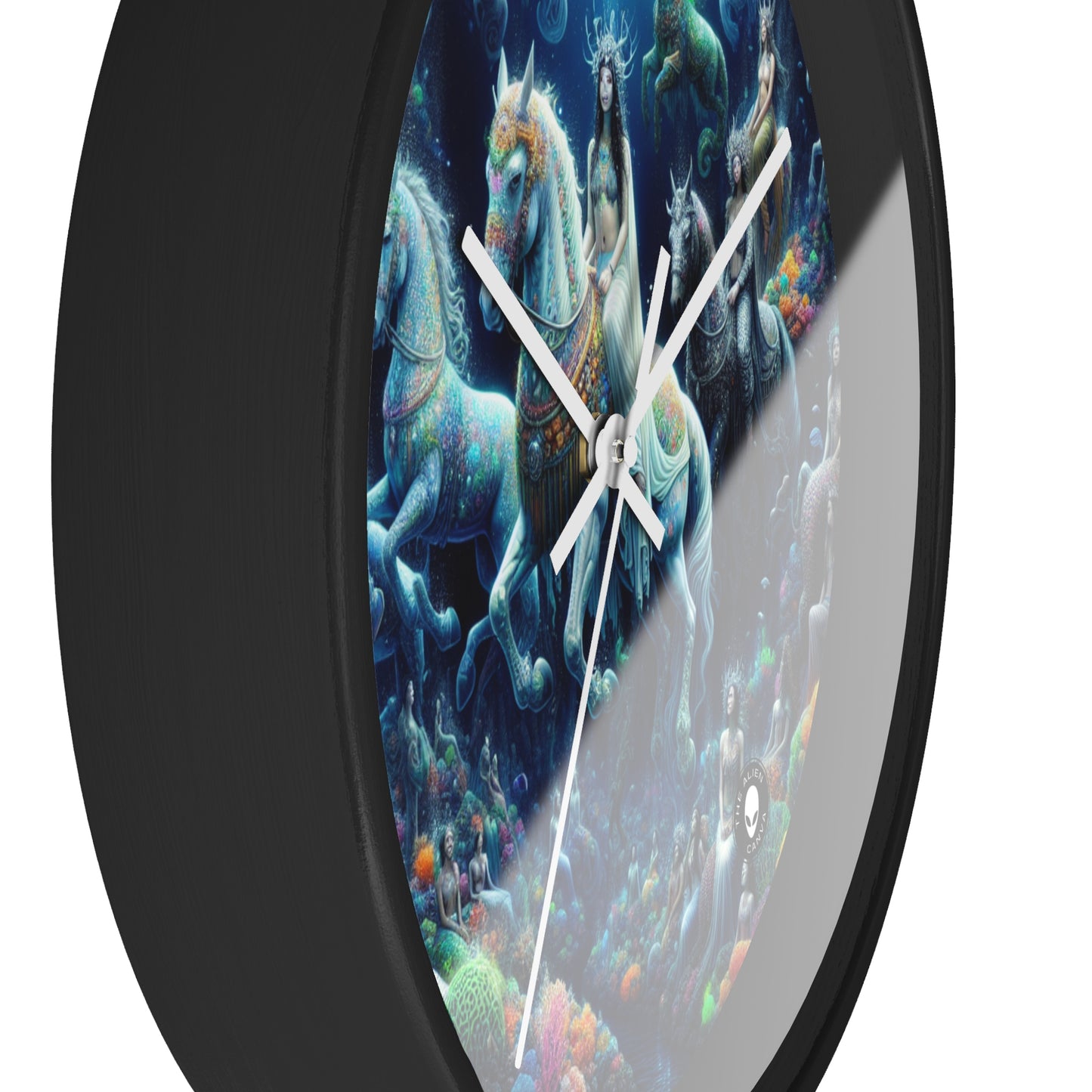 "Enchanted Underwater Realm: Mermaids and Seahorses" - The Alien Wall Clock