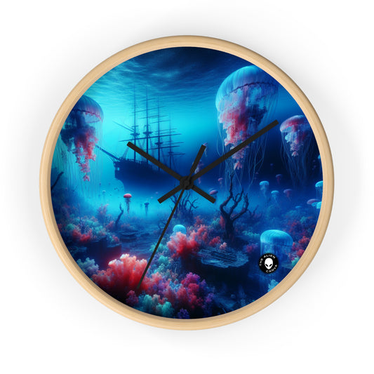 "Jellyfish Haven: Un mundo submarino surrealista" - El reloj de pared alienígena