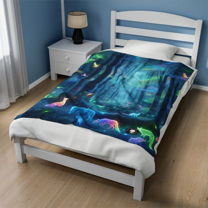 "Enchanted Rainbow Forest" - The Alien Velveteen Plush Blanket