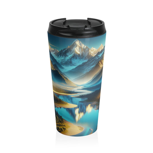 "Serenity's Palette: A Sunset Symphony" - The Alien Stainless Steel Travel Mug Photorealism
