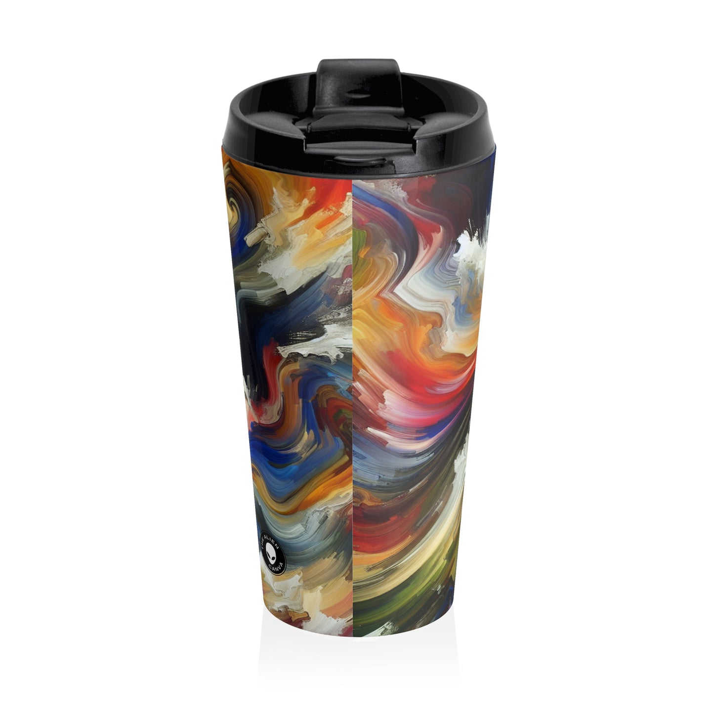 "Cacophony of Conflict" - The Alien Stainless Steel Travel Mug Expressionism