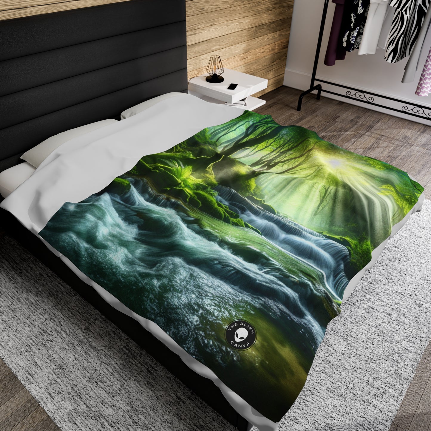 "Enchanting Waterfall Oasis" - The Alien Velveteen Plush Blanket