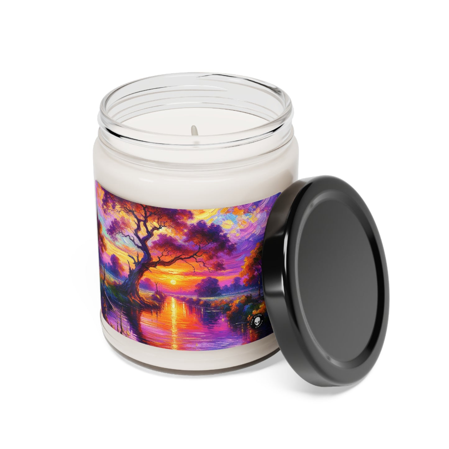 "Bulevares de iluminación: un vibrante paisaje urbano postimpresionista" - The Alien Scented Soy Candle 9oz Postimpresionismo