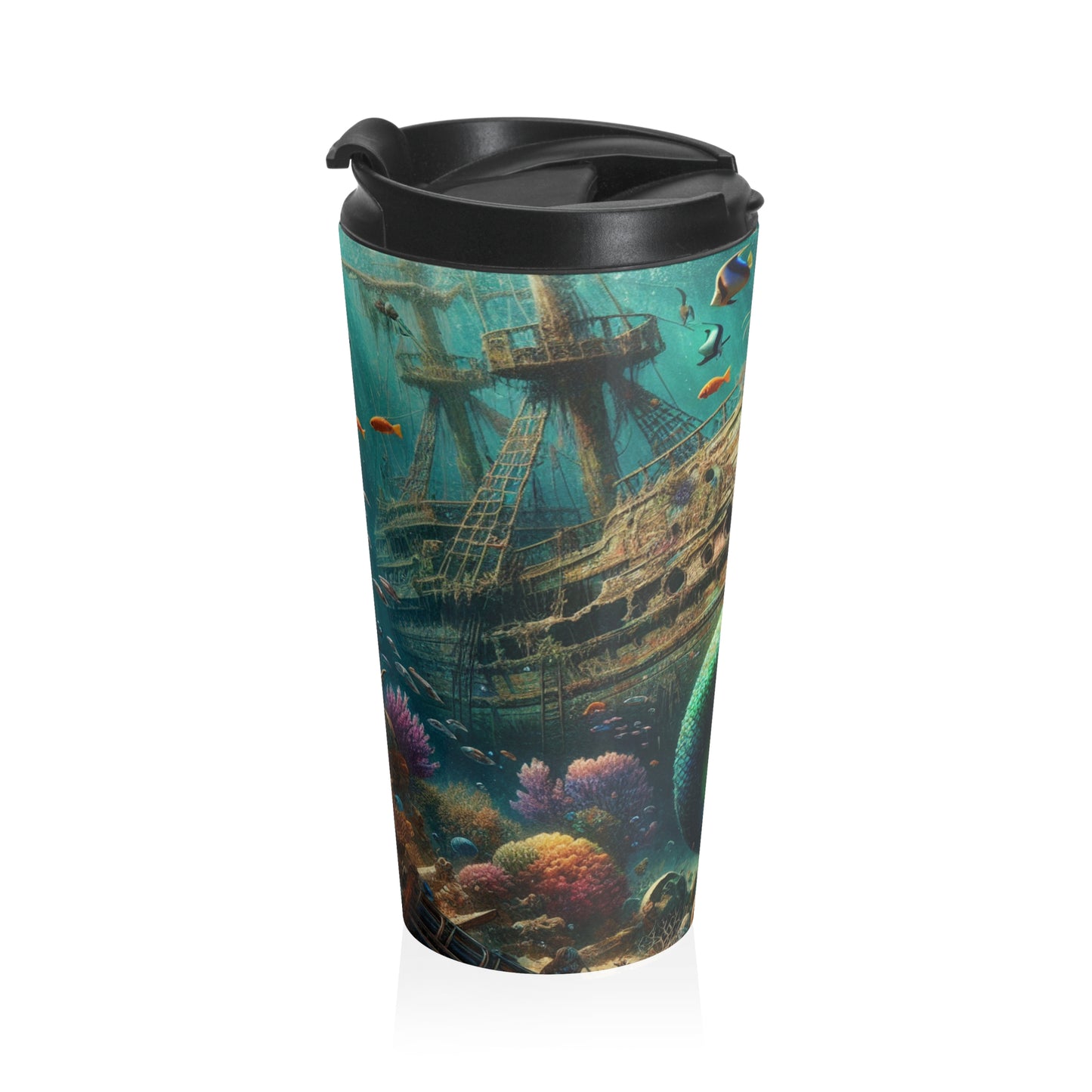 "El tesoro de la sirena: explorando el naufragio hundido" - Taza de viaje de acero inoxidable de The Alien