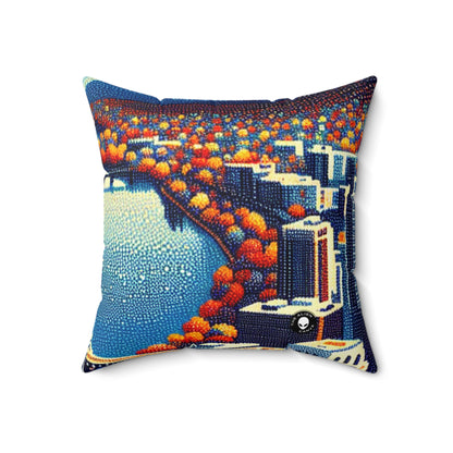 "Twilight Dotted Serenity"- The Alien Spun Polyester Square Pillow Pointillism