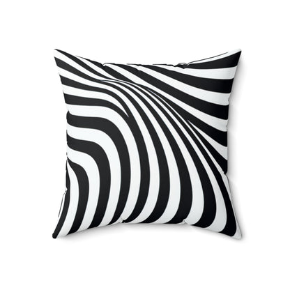 "Ola de ilusión óptica" - La almohada cuadrada de poliéster hilado alienígena estilo Op Art