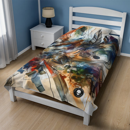 "Abstracted Emotional Journey" - The Alien Velveteen Plush Blanket Abstract Expressionism