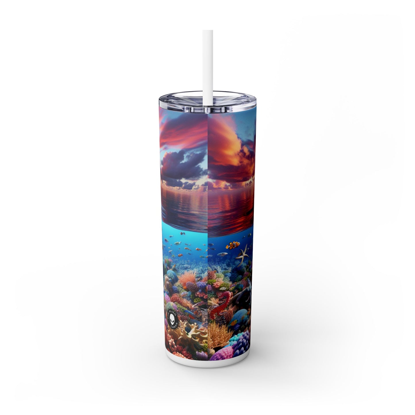 "Sunset Splendor: Underwater Coral Reef" - The Alien Maars® Skinny Tumbler with Straw 20oz