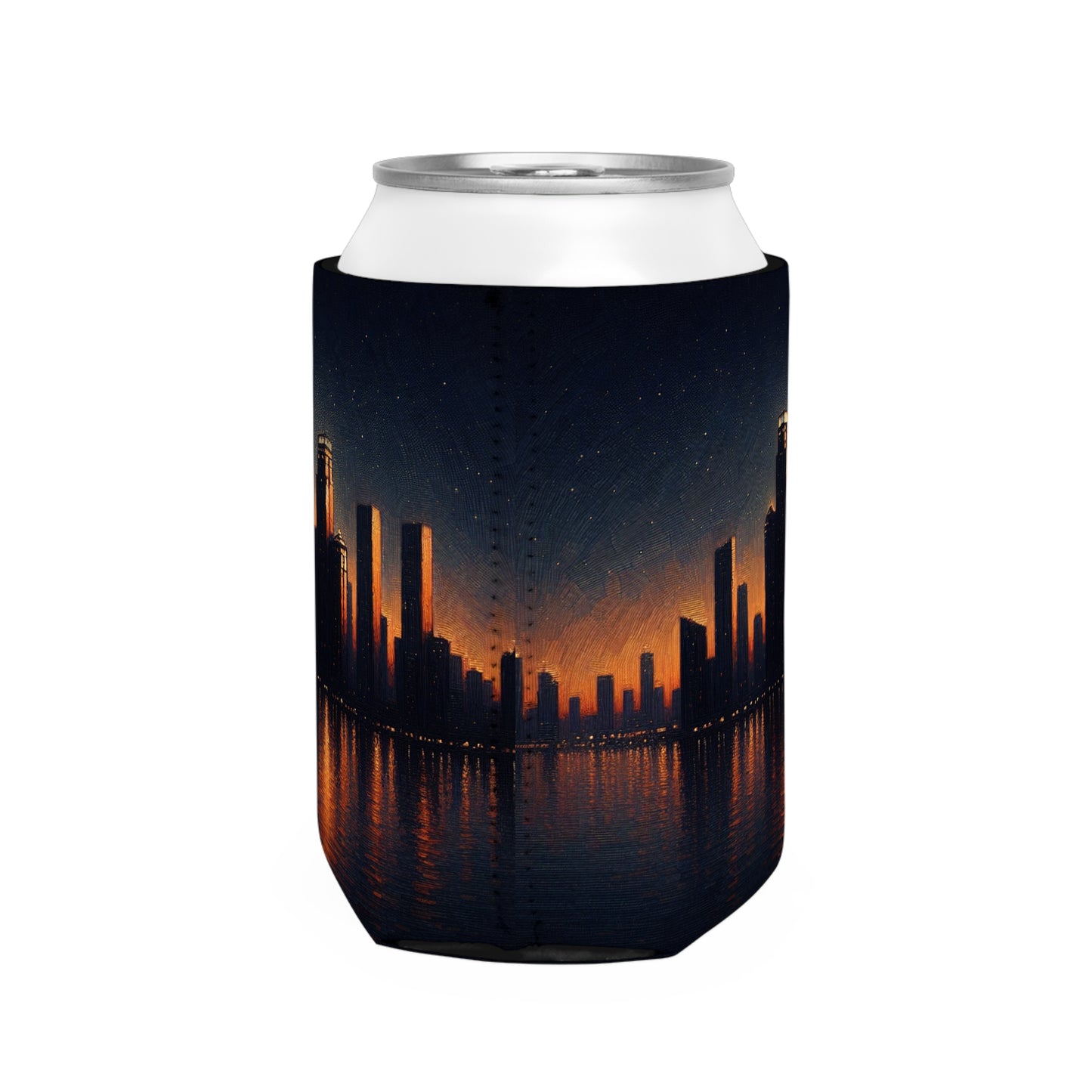 "The City Aglow" - Estilo postimpresionista con funda para enfriador de latas alienígena