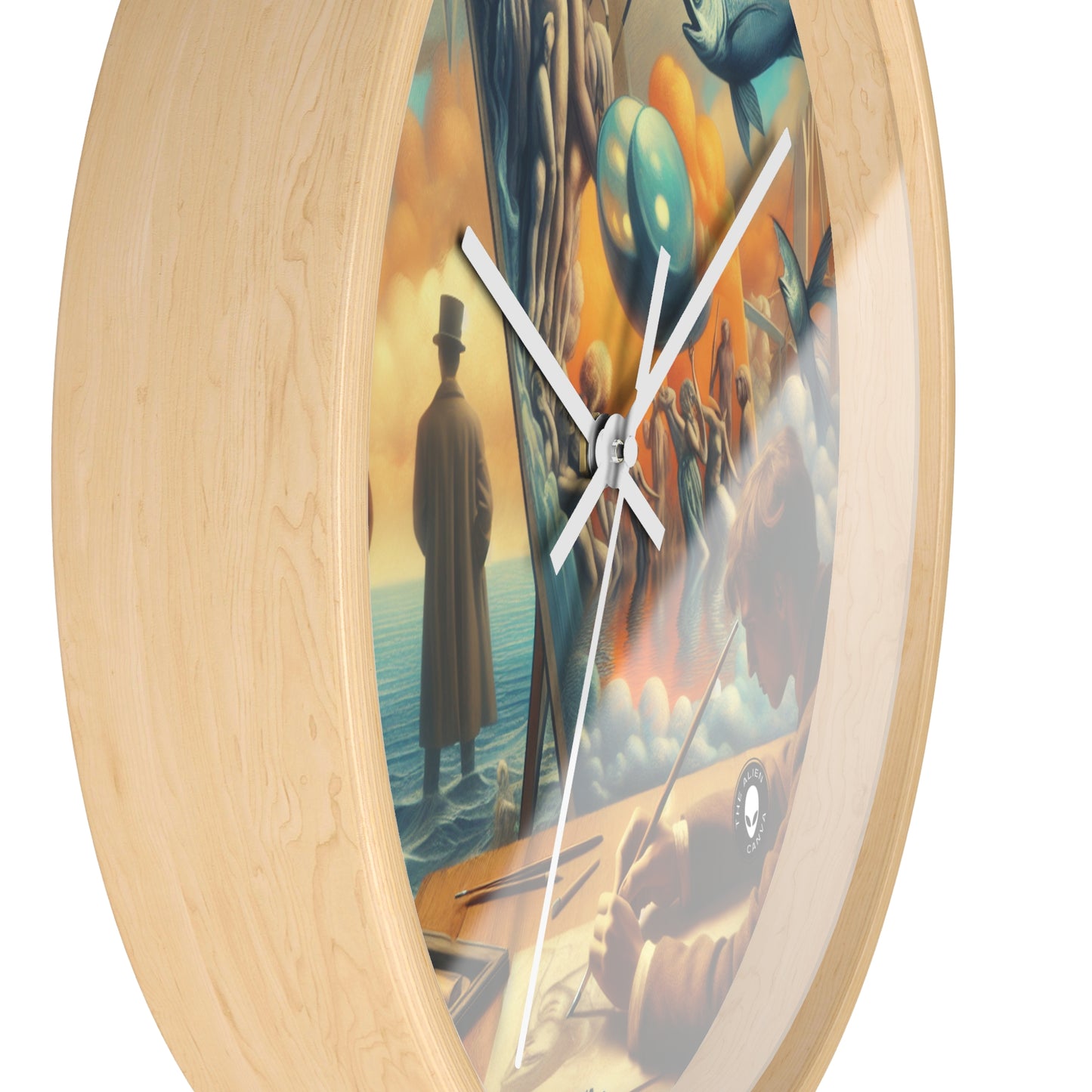 Whimsical Dreams: Defying Gravity in the Celestial Abyss - The Alien Wall Clock Surrealism