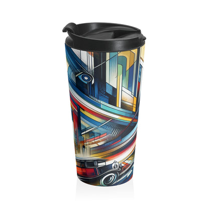 "Galactic Dream: Futuristic Neon City" - The Alien Stainless Steel Travel Mug Futurism