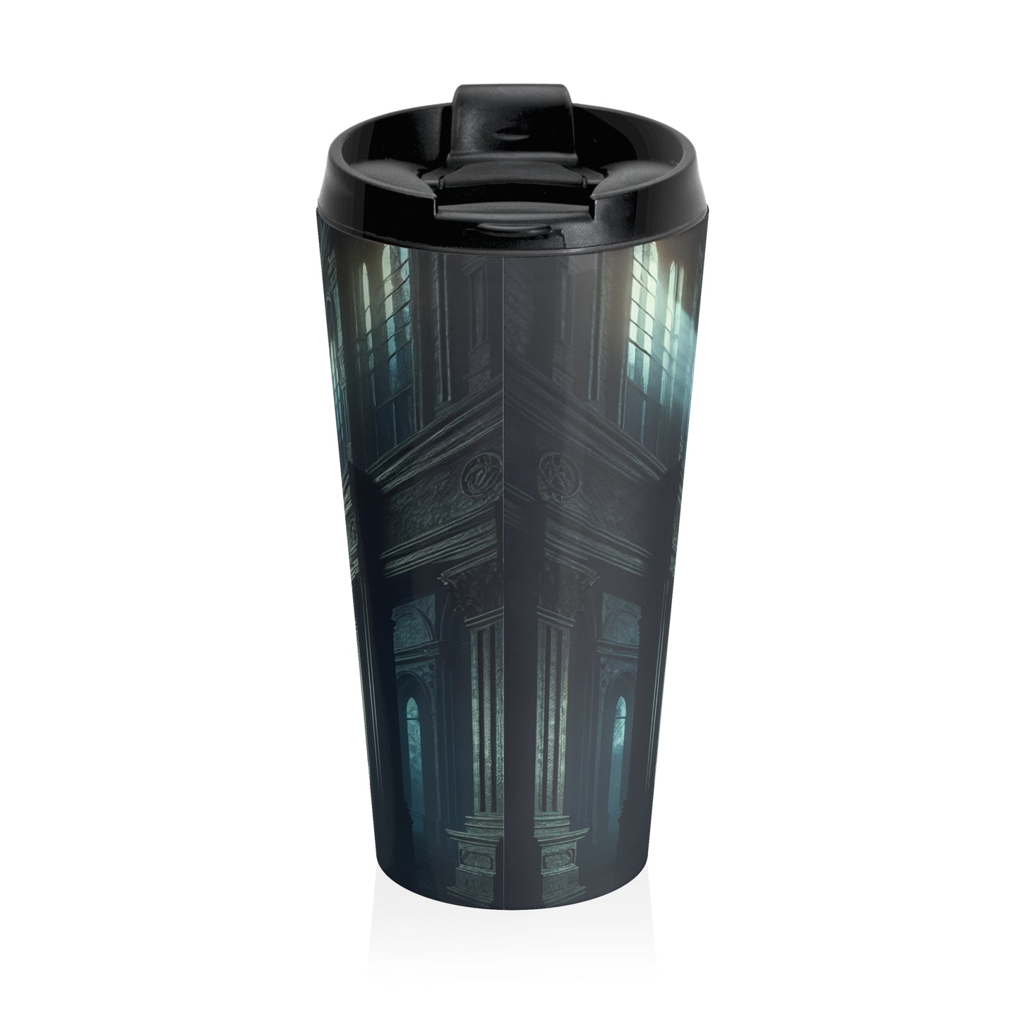 "Moonlight Shadow: A Gothic Portrait" - The Alien Stainless Steel Travel Mug Gothic Art Style